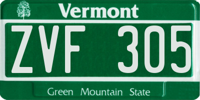VT license plate ZVF305