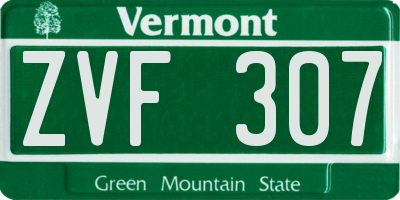 VT license plate ZVF307