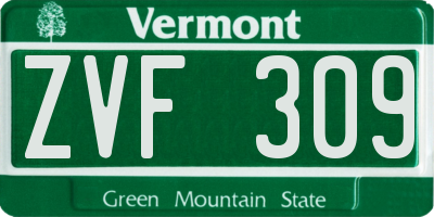 VT license plate ZVF309