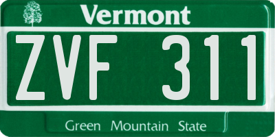 VT license plate ZVF311