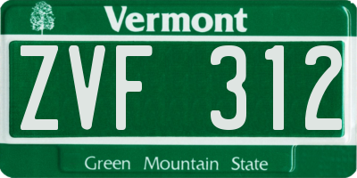 VT license plate ZVF312