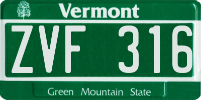 VT license plate ZVF316