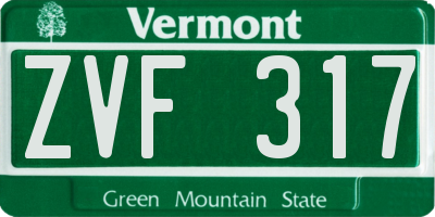 VT license plate ZVF317