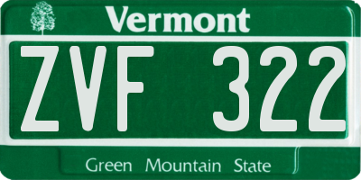 VT license plate ZVF322
