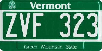 VT license plate ZVF323