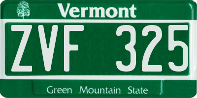 VT license plate ZVF325