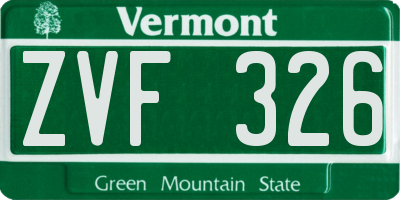 VT license plate ZVF326