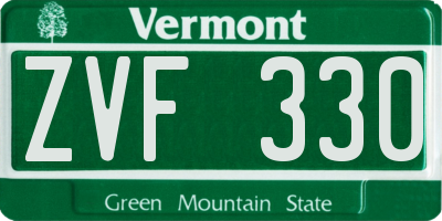 VT license plate ZVF330