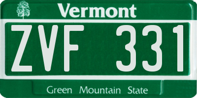 VT license plate ZVF331