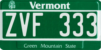 VT license plate ZVF333