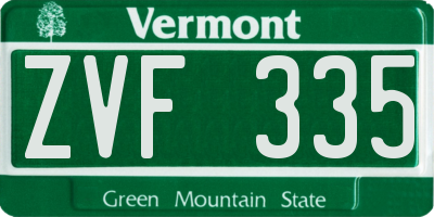 VT license plate ZVF335