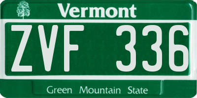 VT license plate ZVF336