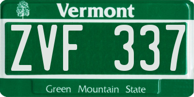 VT license plate ZVF337