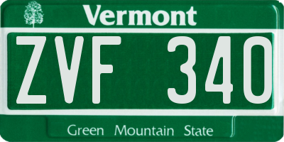 VT license plate ZVF340