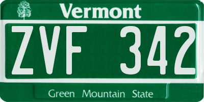 VT license plate ZVF342