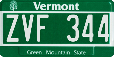 VT license plate ZVF344