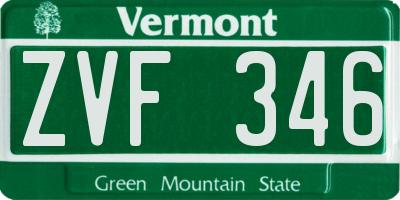 VT license plate ZVF346