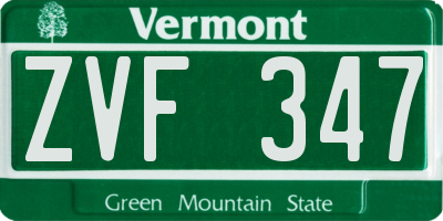 VT license plate ZVF347