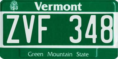 VT license plate ZVF348