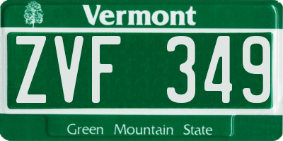 VT license plate ZVF349