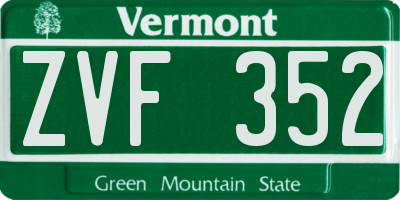 VT license plate ZVF352