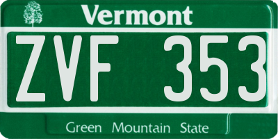 VT license plate ZVF353