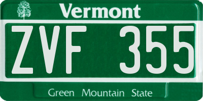 VT license plate ZVF355