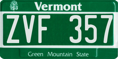 VT license plate ZVF357