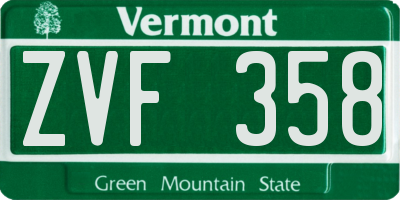 VT license plate ZVF358