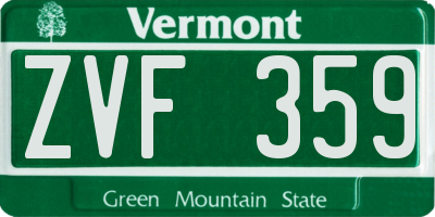 VT license plate ZVF359