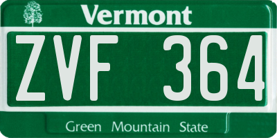 VT license plate ZVF364