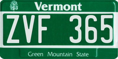 VT license plate ZVF365