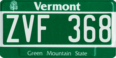 VT license plate ZVF368