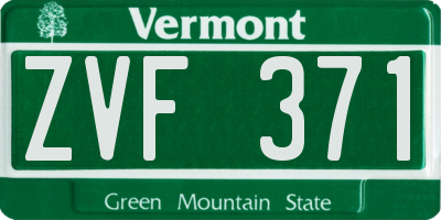 VT license plate ZVF371