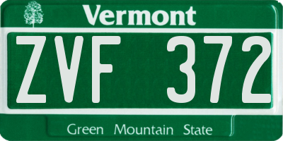 VT license plate ZVF372