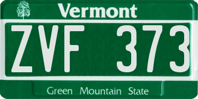 VT license plate ZVF373