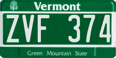 VT license plate ZVF374