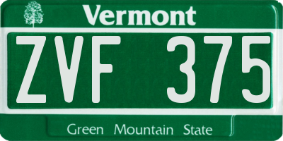 VT license plate ZVF375