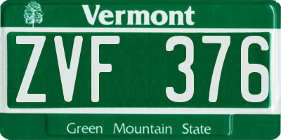 VT license plate ZVF376
