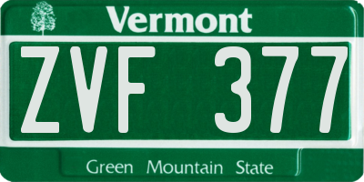 VT license plate ZVF377