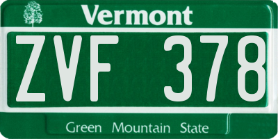 VT license plate ZVF378