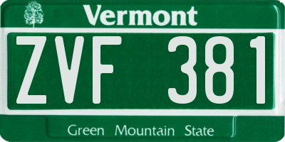 VT license plate ZVF381