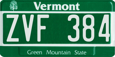 VT license plate ZVF384