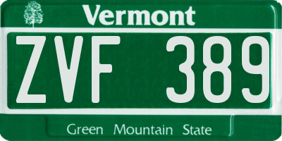 VT license plate ZVF389