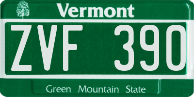 VT license plate ZVF390