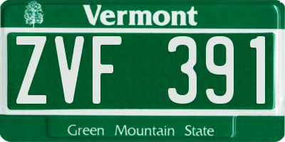 VT license plate ZVF391