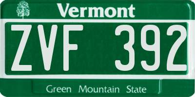 VT license plate ZVF392