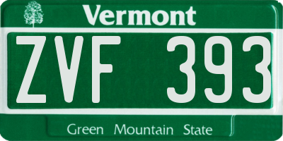 VT license plate ZVF393