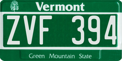 VT license plate ZVF394