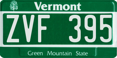 VT license plate ZVF395